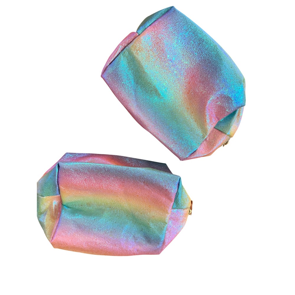 Set of 2 Iridescent Rainbow Makeup Bags Shimmer Cosmetic Pouches‎